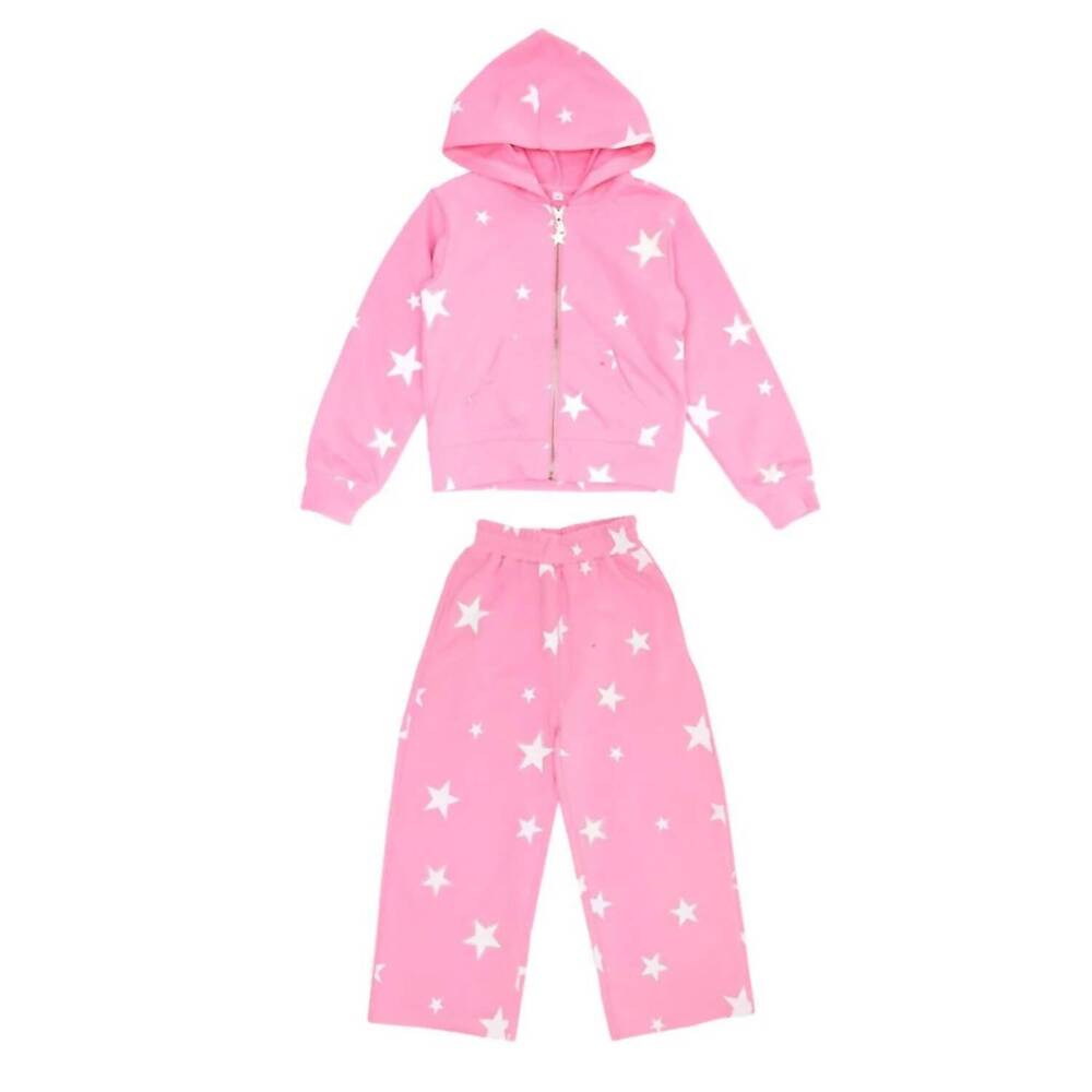 NEW MINI DREAMERS girls livi crystal stars zip up hoodie and sweatpants set in p
